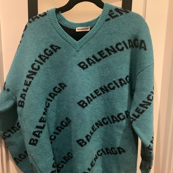 blue balenciaga sweater